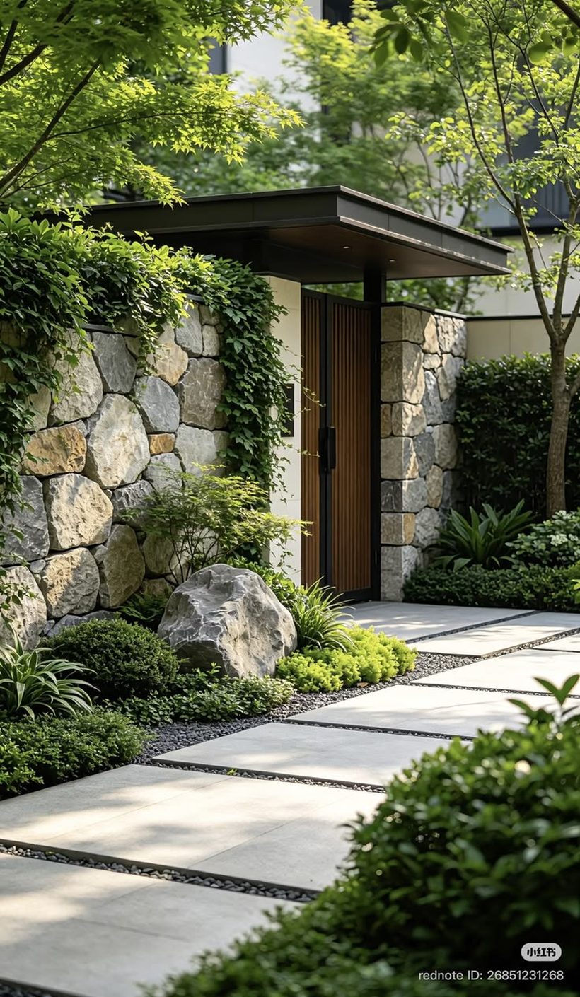Stone-and-timber entrance